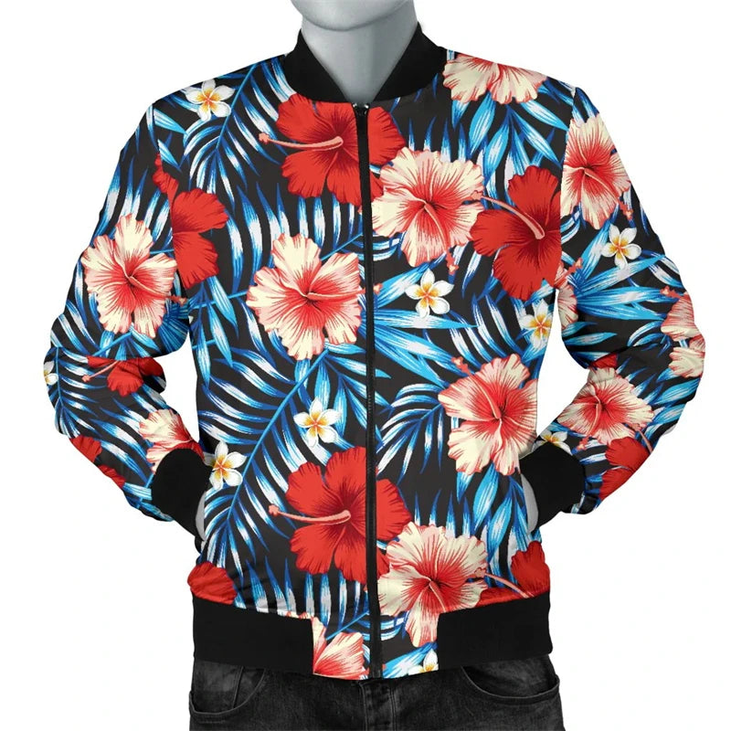 Retro Blume Schädel Grafik Jacke Männer Frauen 3d gedruckt Streetwear Langarm Jacken lässige Persönlichkeit Herbst Bomber Jacke