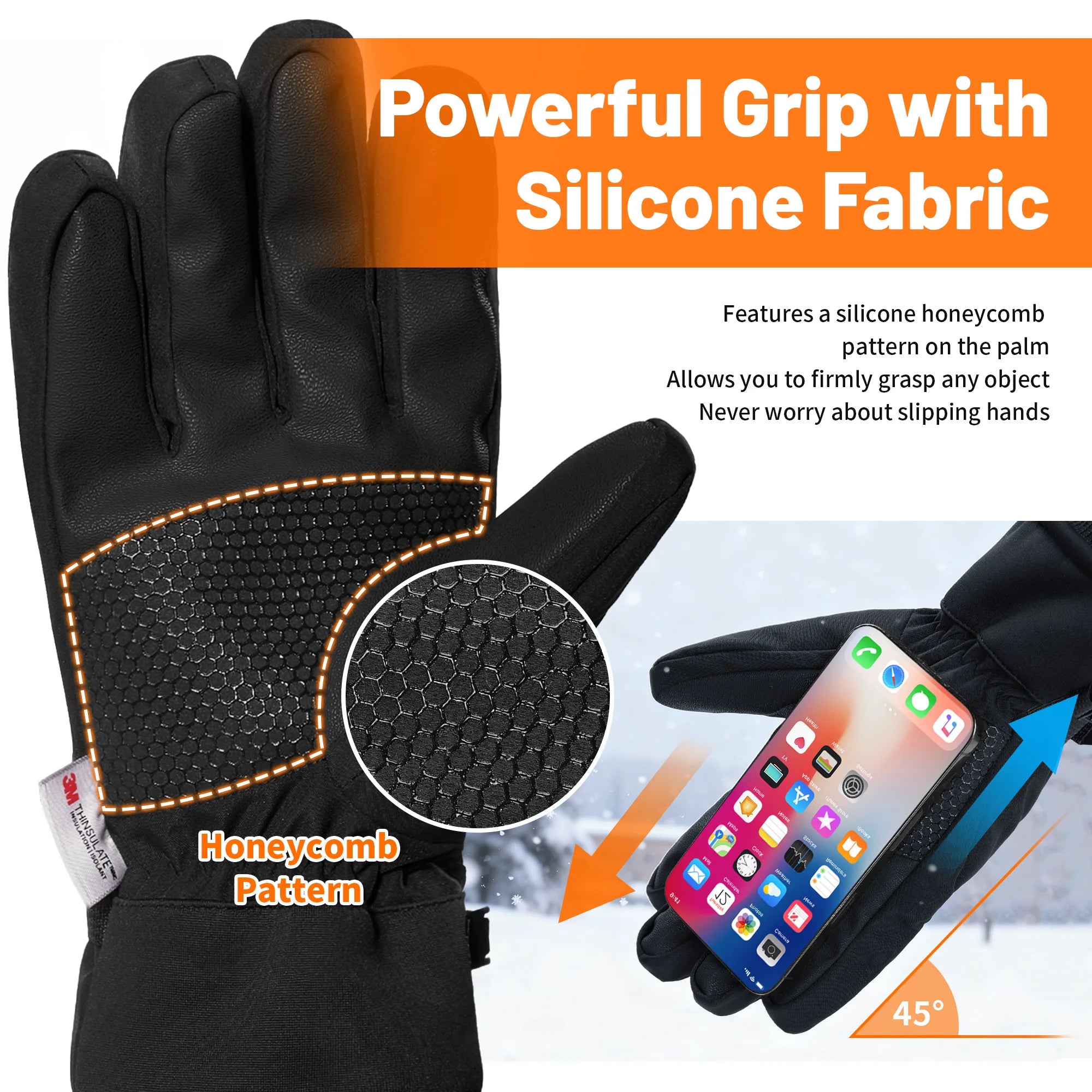MAPLEAF Skihandschuhe Winter Wasserdicht Winddicht 3M Outdoor Snowboard Handschuhe Schneemobil Handschuhe Thermo Motorrad Radfahren Handschuhe