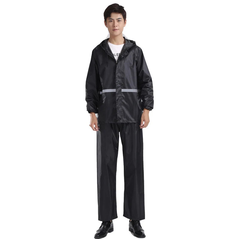 1 Stück Kapuzen mantel & Hose Regen anzug für Frauen Männer wasserdichte Regen bekleidung im Freien mit reflektieren dem Streifen Motorrad Reit regenmantel