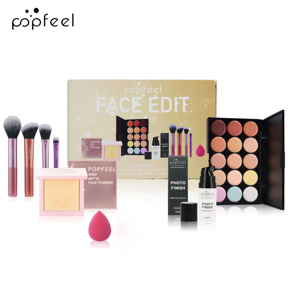 POPFEEL Gesichts-Make-up Mini Kit Foundation Primer Powder Foundation Make-up-Pinsel
