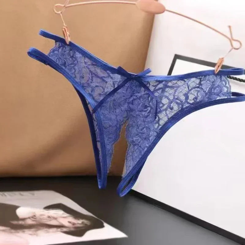 Sexy Dessous Damenhöschen, Schrittöffnung, transparente G-Strings, Tangas, solide Schleife, Unterwäsche für Damen und Damen, Spitzenhöschen