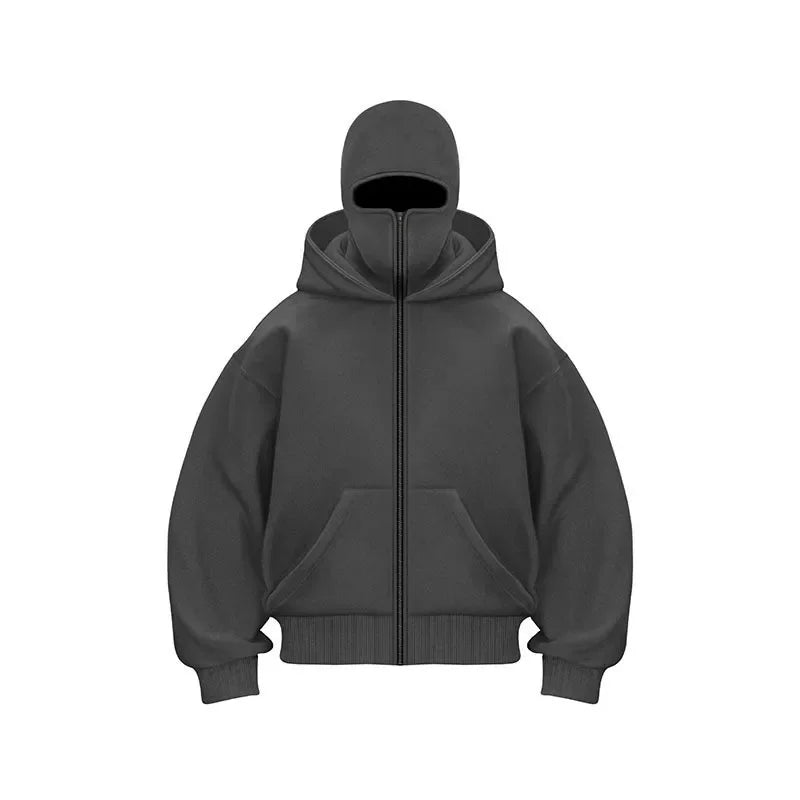 „2025 Herren-Designerbekleidung: Kapuzenpullover mit doppeltem Reißverschluss, maskiertes Hip-Hop-Sweatshirt für Herbst und Winter, Fitness- und Freizeit-Hoodie.
