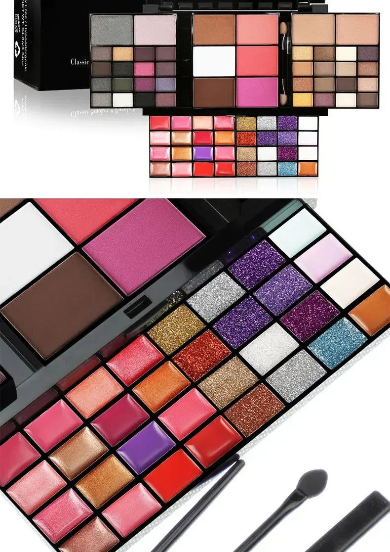 74Farben Lidschatten Lipgloss Perlglanz Matt Concealer Flash Lippenstift Frauen Kosmetik Professionelle Geschenkbox Weihnachtsmake-up