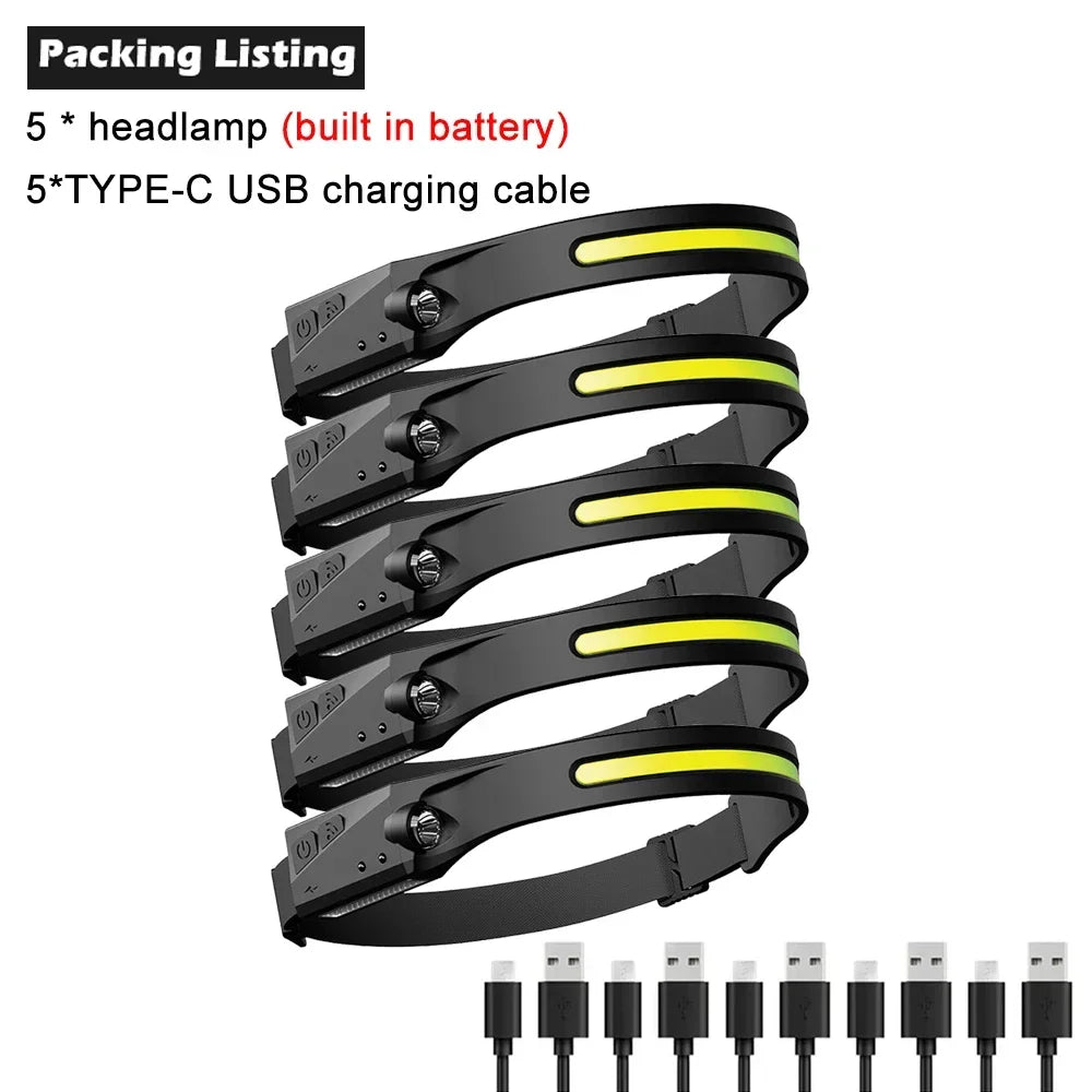 1-10PCS LED Sensor Scheinwerfer Eingebaute Batterie USB Aufladbare Kopf Taschenlampe Scheinwerfer Kopf Taschenlampe Camping Angeln Suche licht