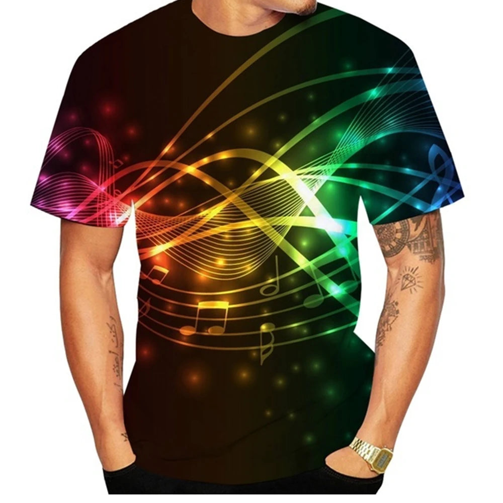 Neueste Mode Musiknoten Damen/Herren Lustiges 3D-Druck-T-Shirt Lässiges T-Shirt für Unisex-Herrenbekleidung Kinderoberteile Übergroß