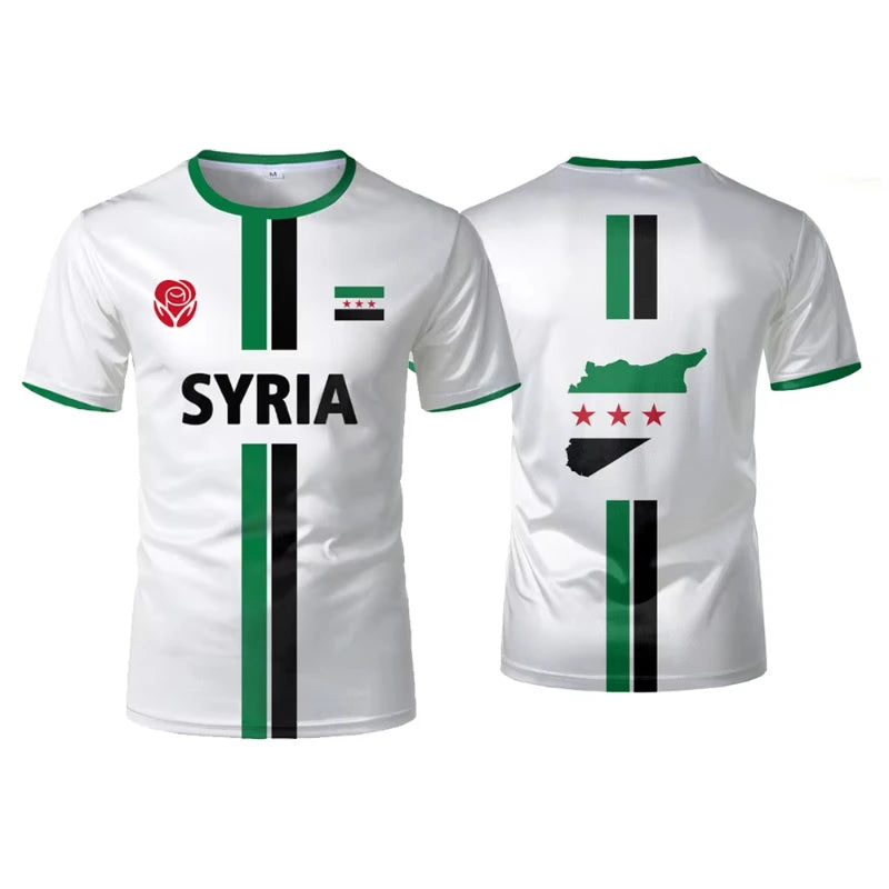 Syrien Fußball T-Shirts Herren Sport T-Shirts Syrische Flagge Straße Übergroße Tops Unisex Casual Graphic Tees Tops Y2k Herren Geschenke