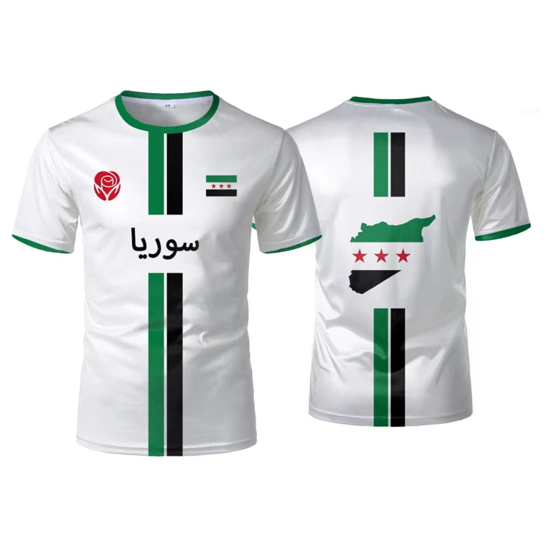 Syrien Fußball T-Shirts Herren Sport T-Shirts Syrische Flagge Straße Übergroße Tops Unisex Casual Graphic Tees Tops Y2k Herren Geschenke