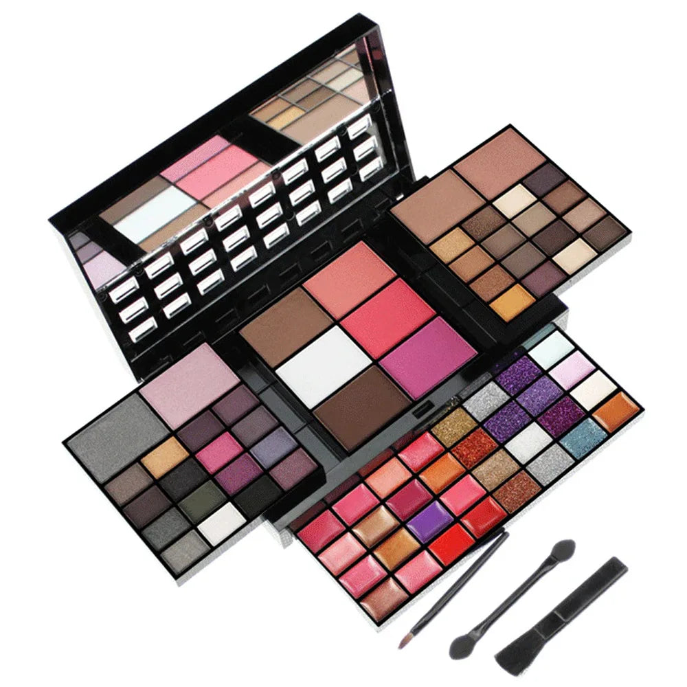 74-Farben-Lidschatten-Make-up-Set, komplettes Gesichts-Make-up-Set, Lidschatten, Lipgloss, Eyeliner, Make-up-Pinsel, Kosmetiktasche, Etui, Make-up