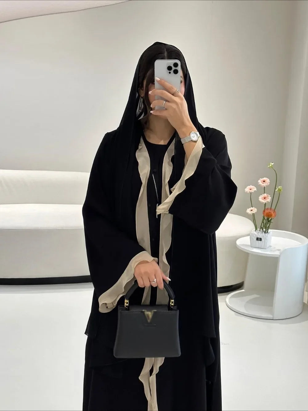 Eid Frauen Abaya Kleid Rüschen Saum Strickjacke Muslimischen Ramadan Offene Party Lange Kleider Kaftan Robe Jalabiya Marokko Dubai Kaftan 2025