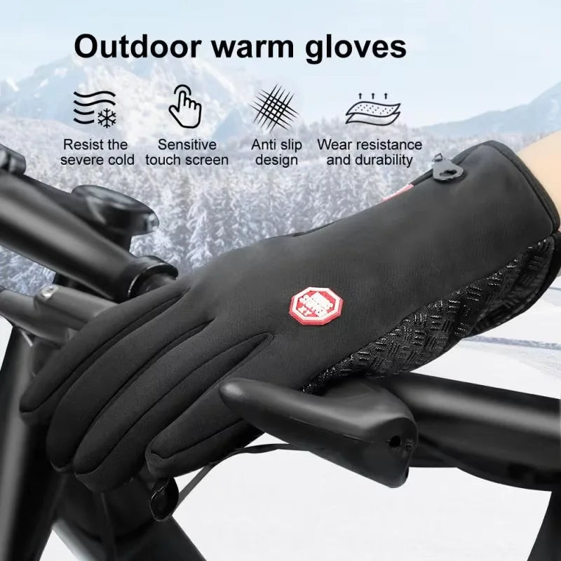 Winterhandschuhe für Männer und Frauen, wasserdicht, winddicht, kalte Handschuhe, Snowboard, Motorrad, Reiten, Fahren, warmer Touchscreen-Reißverschluss-Handschuh
