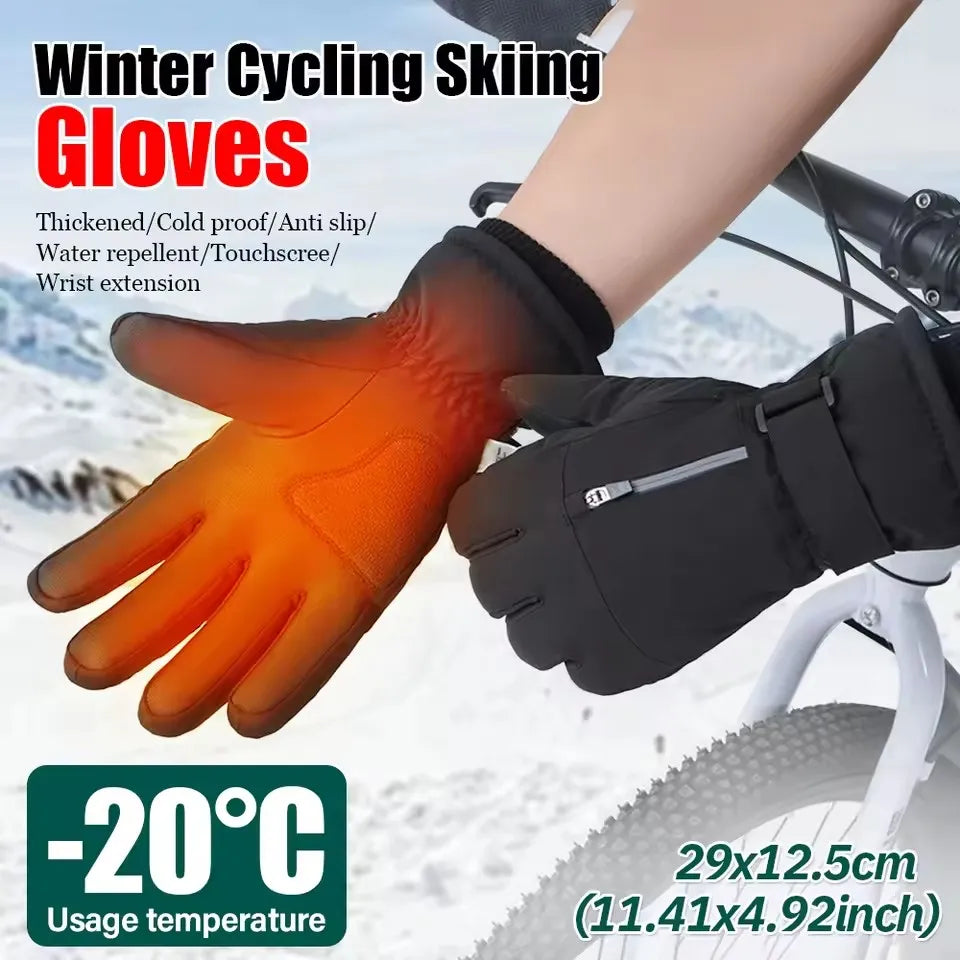 GTUBIKE Winter warme Handschuhe für Outdoor-Radfahren, Skifahren, verdickter, kältebeständiger Handschuh, wasserdichter Touchscreen, Campingausrüstung