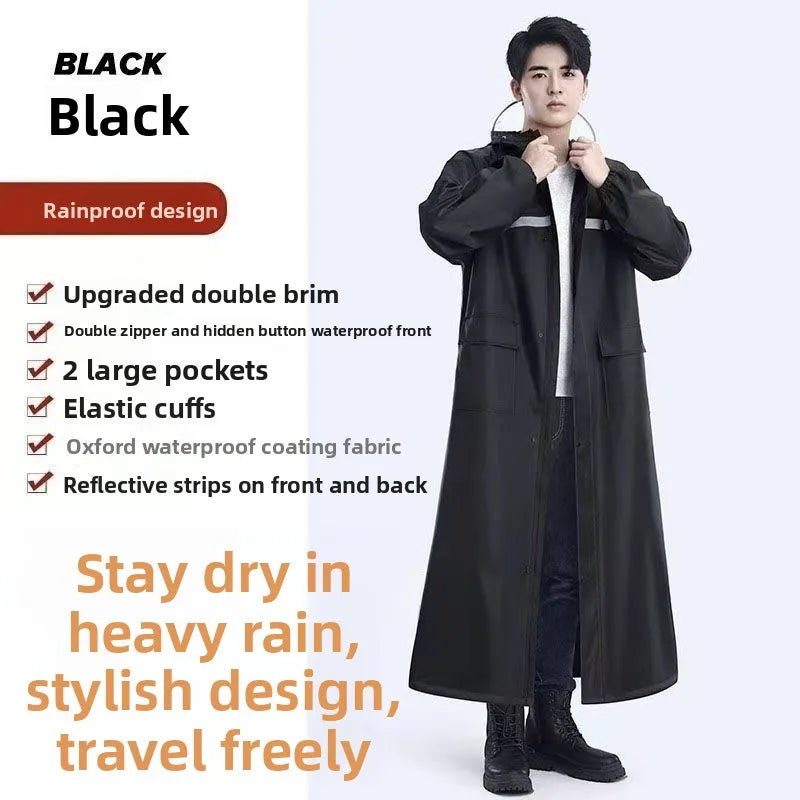 Extra langer Ganzkörper-Regenmantel für schwere Regen, Outdoor-Motorrad, batteriebetrieben, Baustelle, einteiliger wasserdichter Regenanzug