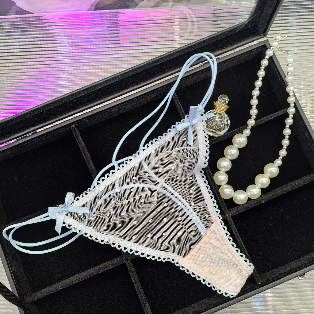 Bowknot Spitze Sexy Mädchen Slips Frauen Höschen Punkte Nahtlose G String Transparent Tanga Unterwäsche Niedrige Taille Weibliche Dessous