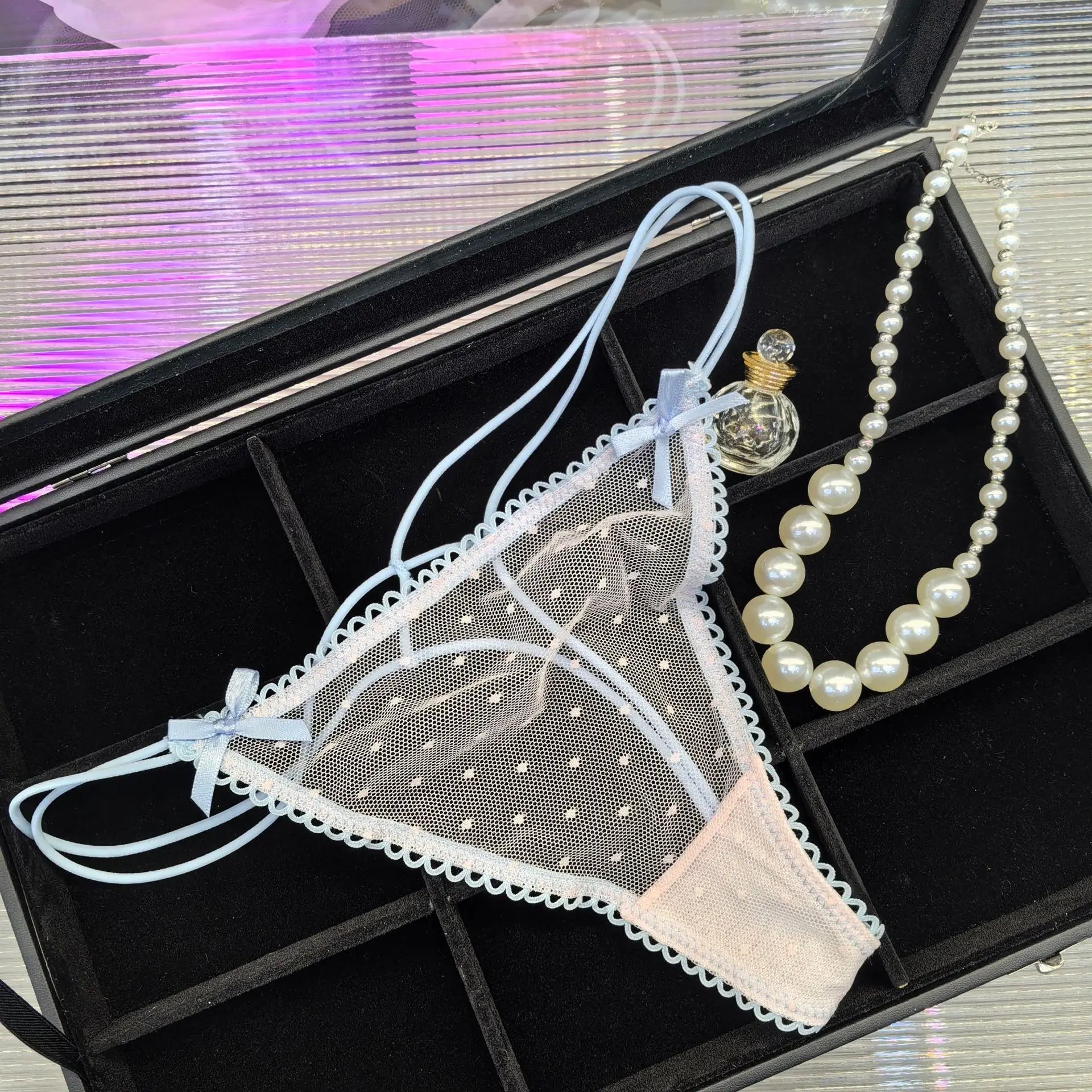 Bowknot Spitze Sexy Mädchen Slips Frauen Höschen Punkte Nahtlose G String Transparent Tanga Unterwäsche Niedrige Taille Weibliche Dessous