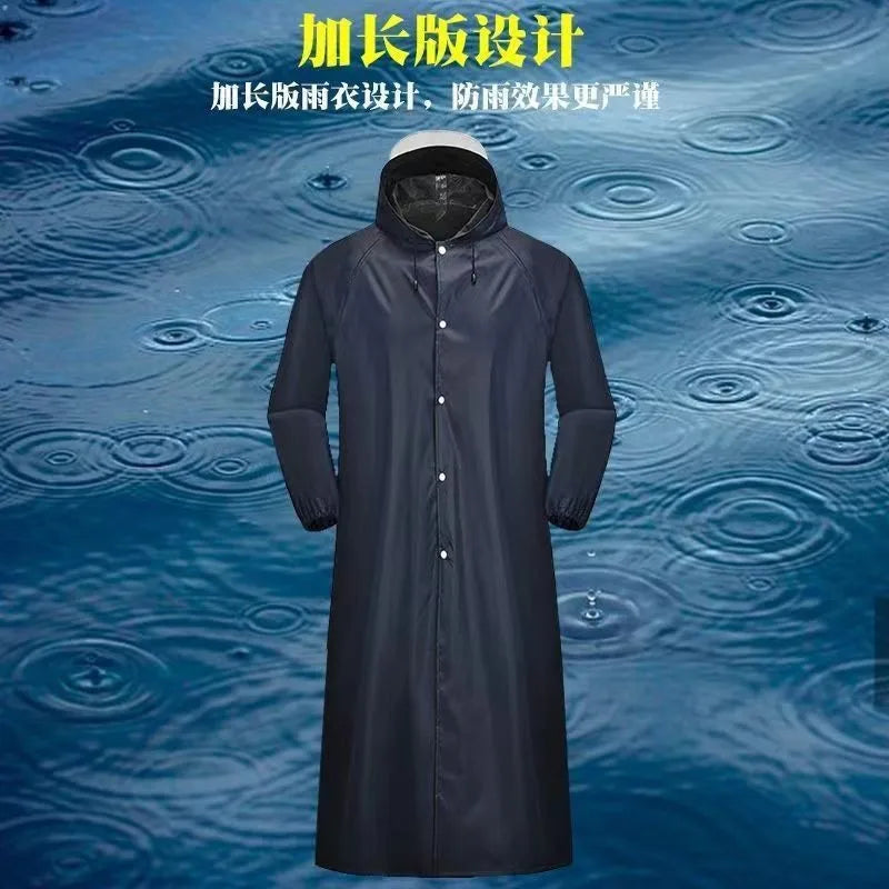 Langer, einteiliger Regenmantel für Erwachsene aus Segeltuch, wasserdicht, Wander-Regenanzug, Herren-All-Body-Regenschutzkleidung, langlebiges Oxford-Tuch