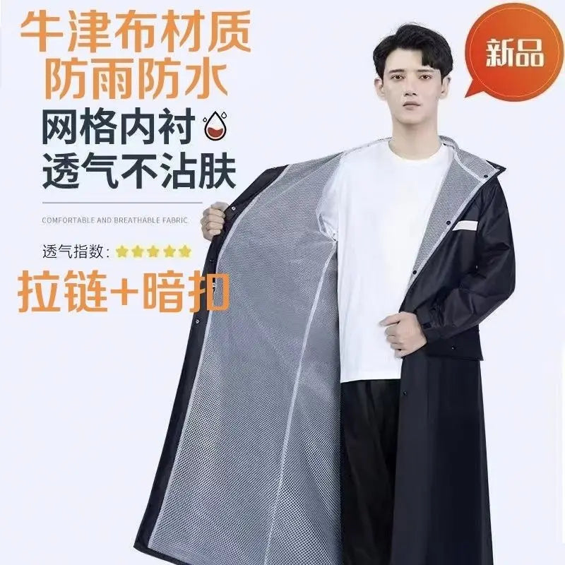 Extra langer Ganzkörper-Regenmantel für schwere Regen, Outdoor-Motorrad, batteriebetrieben, Baustelle, einteiliger wasserdichter Regenanzug