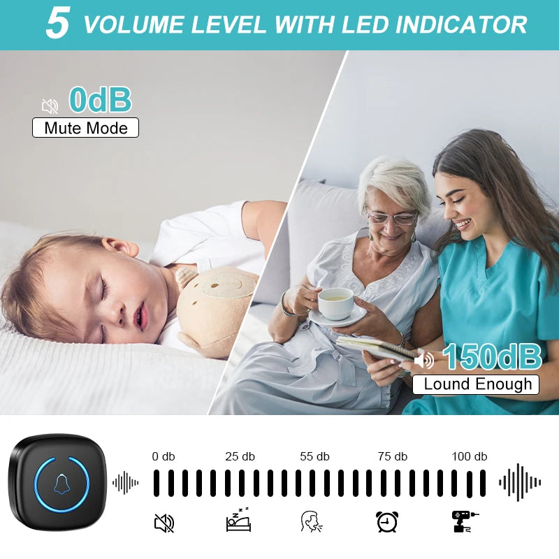 Drahtlose Türklingel, intelligente Willkommens-Türklingel, 300 m/984 ft, Fernbedienung, 60 Lieder, Melodien, Zuhause, intelligente Türklingel, US, EU, UK-Stecker optional