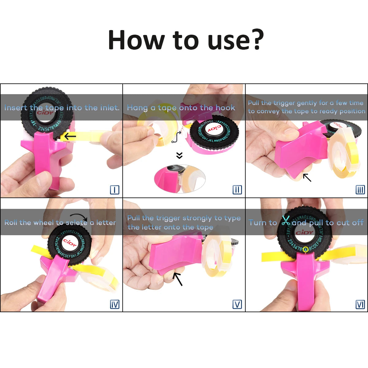 C101 3D-Prägung Schreibmaschine Etikettiermaschine Manueller Etikettierer Kompatible Dymo Druckeretiketten für Dymo 1296 Etikettenherstellung