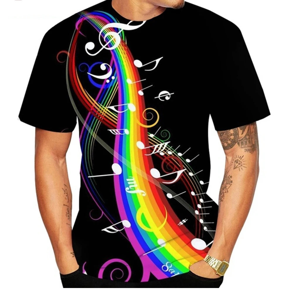 Neueste Mode Musiknoten Damen/Herren Lustiges 3D-Druck-T-Shirt Lässiges T-Shirt für Unisex-Herrenbekleidung Kinderoberteile Übergroß