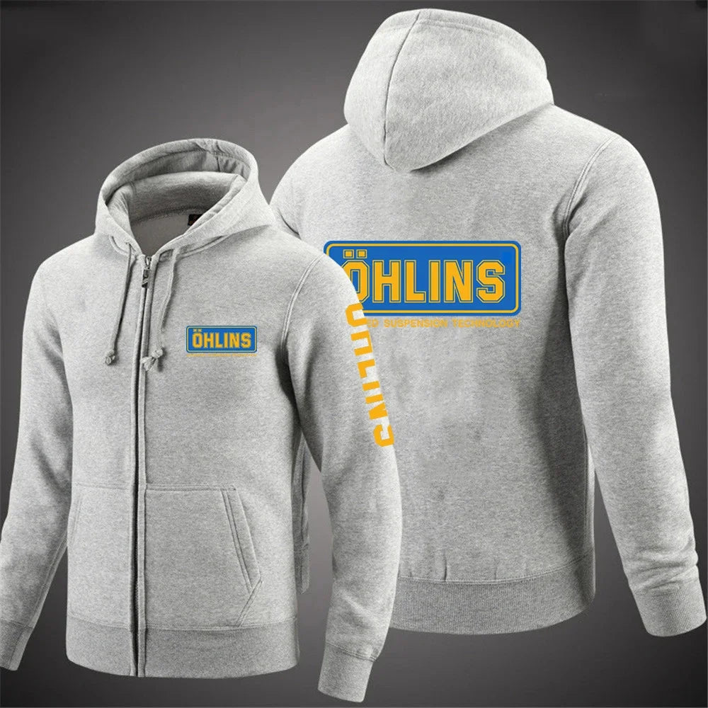 2025 männer Neue Ohlins Suspension Gedruckt Mantel Einfarbig Zipper Mit Kapuze Langarm Jacke Casual Sport Mode Hoodie