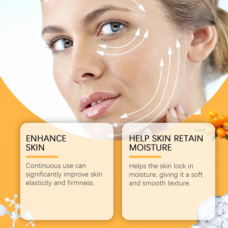 Feuchtigkeitsspendendes Sanddornserum zur sanft feuchtigkeitsspendenden, spenden, nähren, straffen Haut und unterstützen die verjüngende Gesichtsessenz