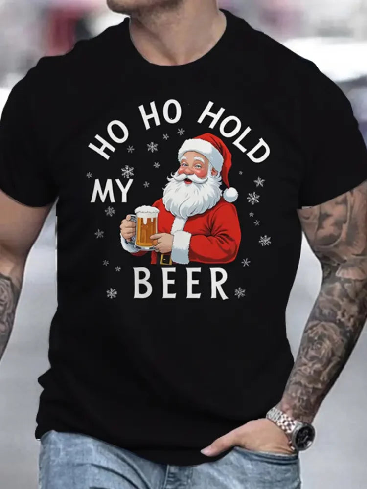 Lustiges Weihnachtsmann-T-Shirt für Herren, Tops, Weihnachten, kurzärmelig, O-Ausschnitt, Y2k-Kleidung, Übergröße, Sommer-T-Shirt, Herren, Freizeitkleidung