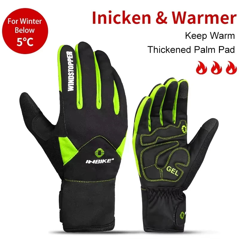 INBIKE Winter-Fahrradhandschuhe für Herren und Damen, warmer Fleece-Fahrradhandschuh zum Reiten, Fahrradhandschuhe, wasserdichtes Touchscreen-Zubehör