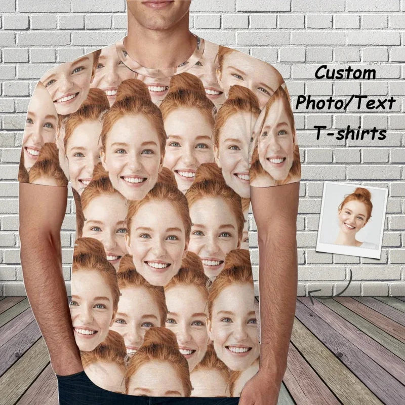 Benutzerdefinierte Gesicht T-shirts Für Männer Voller Druck Personalisierte Diy Gesicht Foto T-shirt Benutzerdefinierte Bild Kurzarm Rundhals T-shirt