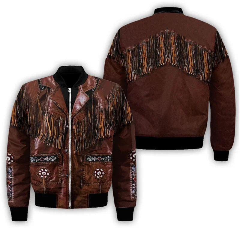 American West Cowboy Männer Bomber jacke benutzer definierten Namen 3d bedruckte Jacke Männer Kleidung Herbst Winter Harajuku Reiß verschluss Mantel überschattet