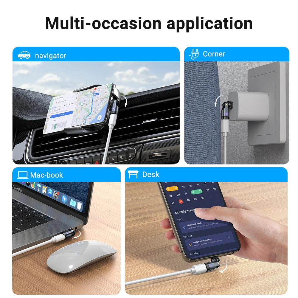 AUFU PD240W USB C auf Typ C OTG-Adapter 540 Rotation 5A Schnellladekabel-Konverter für iPhone 16 MacBook Samsung Xiaomi Laptop