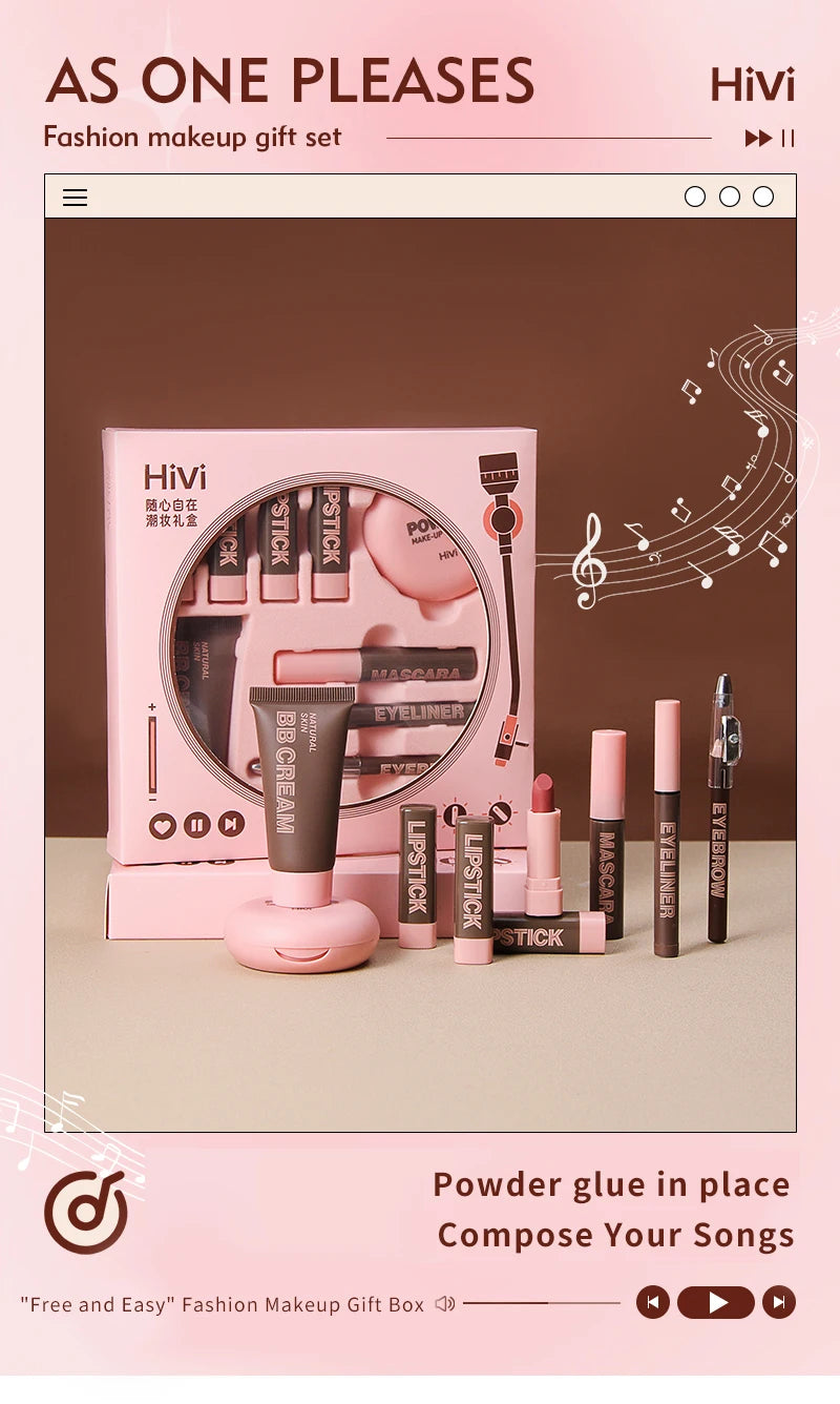 Weihnachts-Make-up-Set für Damen, 9 Lippenstifte, Puderpresse, BB-Creme, Augenbrauenstift, Mascara und Eyeliner-Set, für Frauen und Mädchen