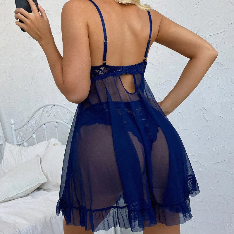 Damen-BH-Set, modisch, sexy Dessous, ultradünn, bestickt, Netz-Hosenträger, bequem, für Zuhause, Dessous, 2-teiliges Set