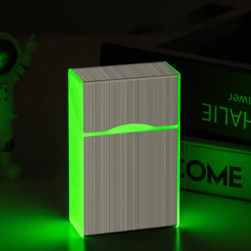 2 in 1 leuchtendes Zigarettenetui, 20 Stück, USB wiederaufladbar, Zigarettenanzünder, winddicht, Zigarettenetui, Geschenk, Raucherzubehör