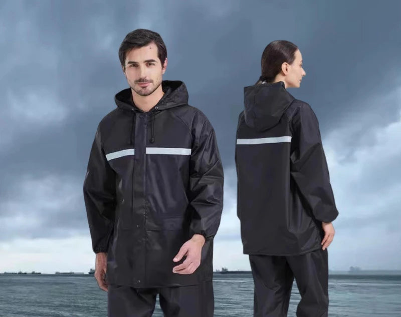 Herren Regenmantel Regenhose Set Geteilter reflektierender Regenmantel Baustellenfahrer zum Mitnehmen Reiten Wandern Arbeitsschutz Regenmantel