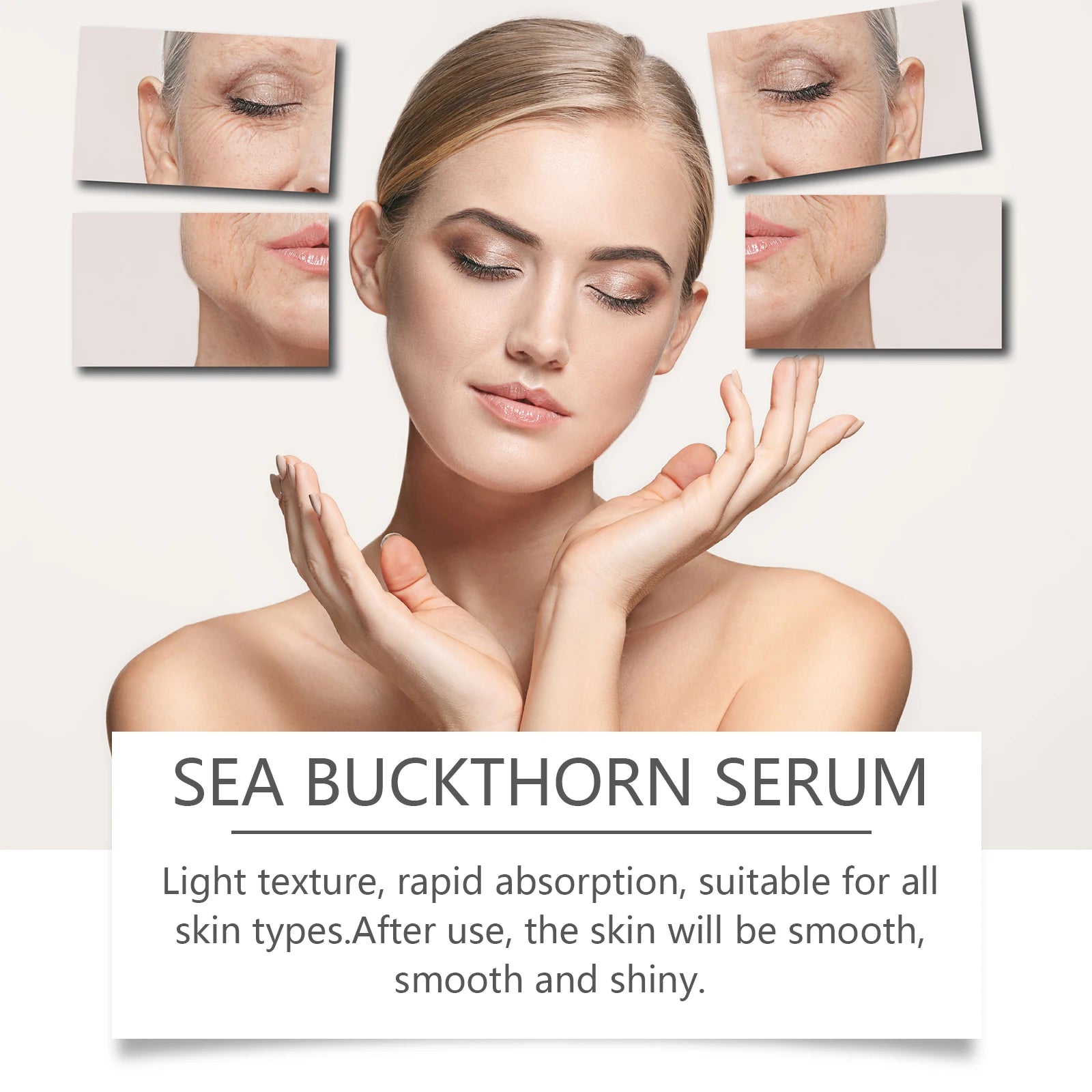Feuchtigkeitsspendendes Sanddornserum zur sanft feuchtigkeitsspendenden, spenden, nähren, straffen Haut und unterstützen die verjüngende Gesichtsessenz
