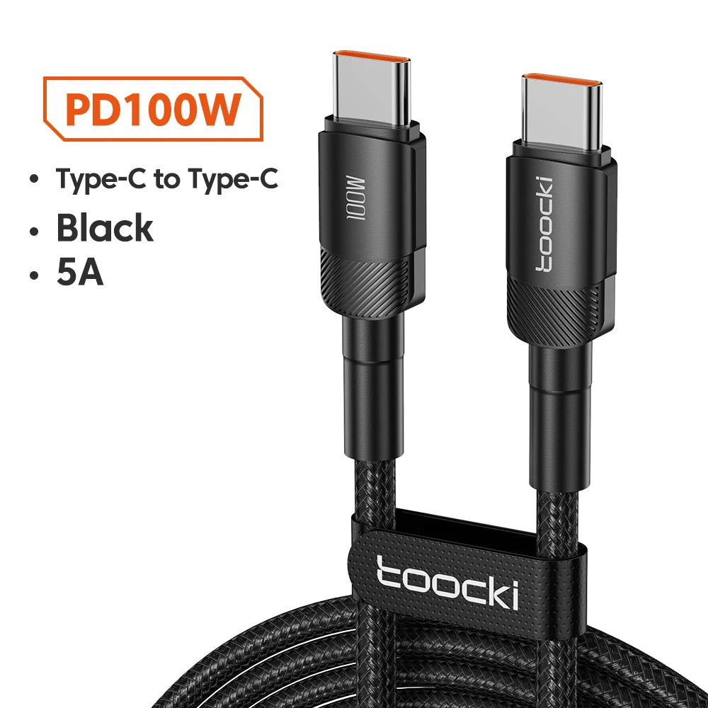 Toocki 100w typ c zu usb c kabel pd 3,0 schnell aufladen 4,0 schnell laden typ c zu typ c für iphone 15 macbook samsung xiaomi