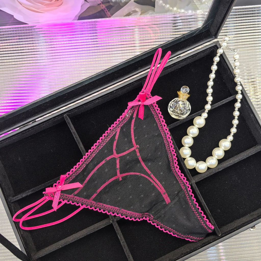 Bowknot Spitze Sexy Mädchen Slips Frauen Höschen Punkte Nahtlose G String Transparent Tanga Unterwäsche Niedrige Taille Weibliche Dessous