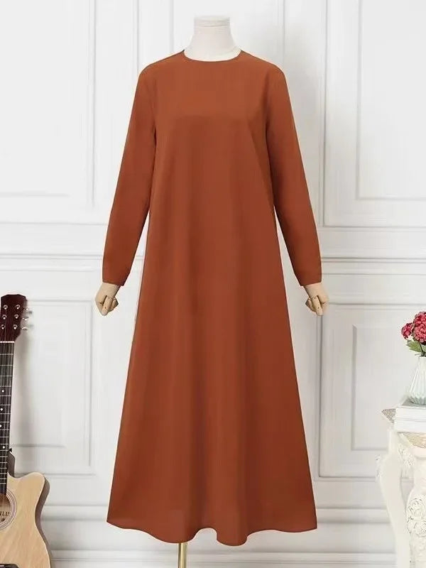 Solide Lose Abaya Für Frauen Casual Elegante Langarm Langes Kleid Einfache Muslimischen Kleid Frauen Modest Islamische Kleidung EID Ramadan